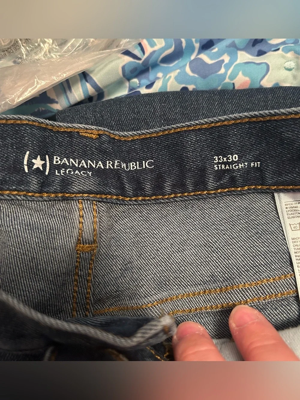 Banana Republic Legacy Men's 33x30 Straight Fit Blue Denim Jeans Medium Wash